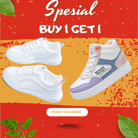 Koekita - Paket Kombinasi Buy 1 Get 1 Sepatu Kets Sneakers Bot Wanita Beyound Space & JN-002