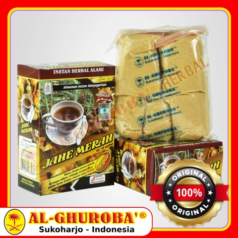 Al-Ghuroba Herbal - Jahe Merah Instan Herbal Flu Batuk Pilek- Mag- Nyeri Sendi- Renteng 10 Sachet Al-Ghuroba