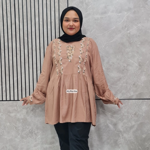 My Plus Size - Blouse Rayon Bordir Jumbo Wanita 3822 Ld 125 cm / 135 & 145 cm