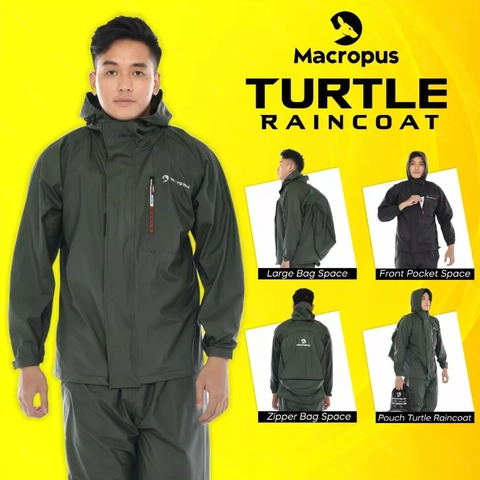 Raincoat - MACROPUS Turtle Raincoat Bacpack Bag Space Premium Original Jas Hujan Setelan Pria Wanita