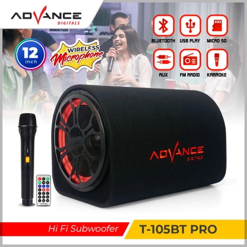 Advance Digitals Indonesia - Speaker Tabung T-105 BT PRO / T105BT PRO Speaker Bluetooth Free 1 Microphone Subwoofer 12inch