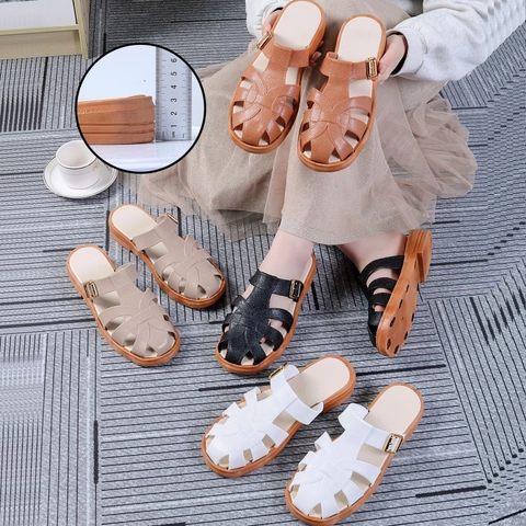 NO LABEL - Sandal Slip on Wanita Model Jaring Gesper (NL38)