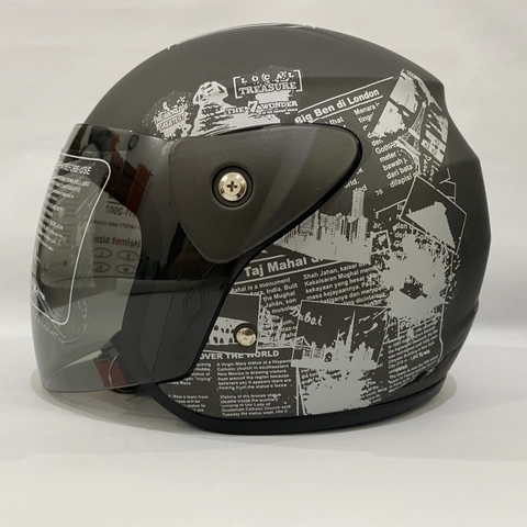 Helm Nuvo News Abu Abu Doff - Helm SNI - Helm Dewasa