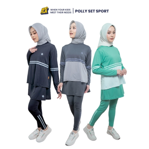 Hoofla - Hoofla Setelan Baju Olahraga Wanita Leging Rok Skirt Polly Set Sport