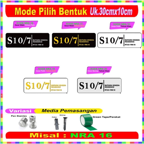 Pusat Advertising - Papan Nomor rumah akrilik Acrylic Persegi panjang Ukuran 30cm x 10cm