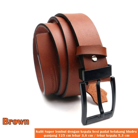 Lanc Fashion - Ikat pinggang Pria Belt Suede Kulit Stain Black Soft Doof