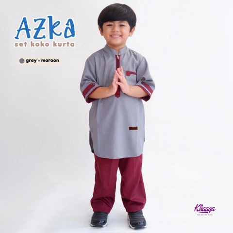 Khaaya Collection - Set koko kurta anak resleting depan koko azka polos simple tangan seperempat