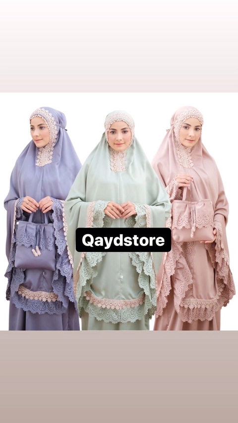 qaydstoreid - Mukena Dewasa Mewah Premium Daily Laser Cut Renda Susun