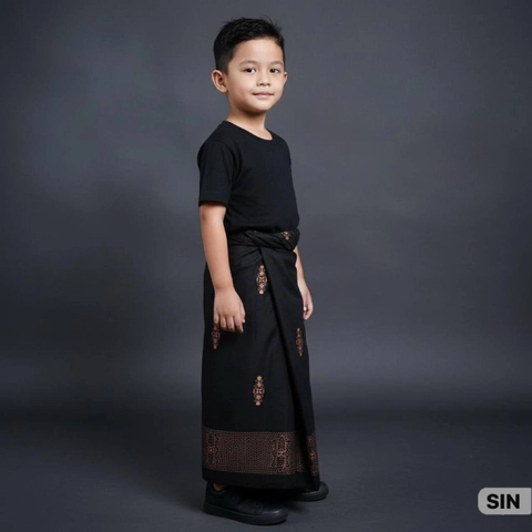 Kois Batik - Sarung anak tk paud usia 4 sampai 8 tahun moyif sarwon hitam