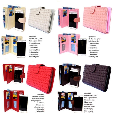 Lanc Fashion - Organaizer Dompet Hp Lipat Flip Premium Kulit Anyam