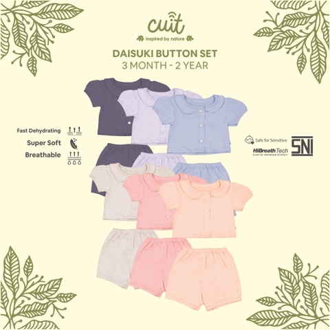 CUIT Baby 3 Bulan - 2 Tahun Setelan Kerah Anak Perempuan Daisuki Button Set