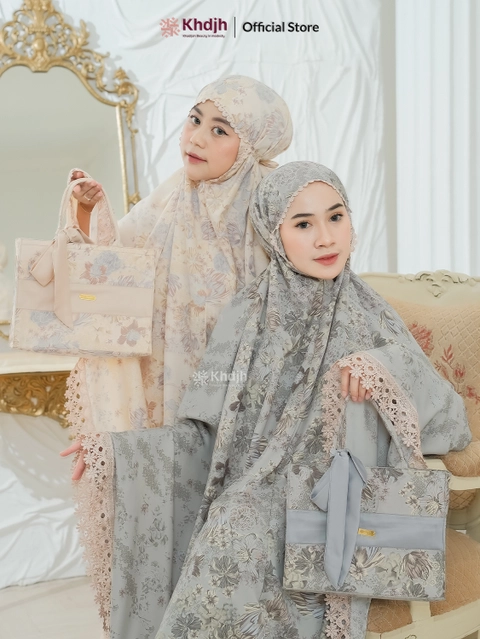 KhadijahLabel - Mukena Jumbo Dewasa Terbaru Premium Renda Mewah Motif Bunga Majdina