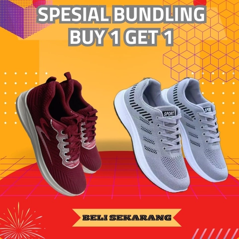 Koekita - Paket Bundling Buy 1 Get 1 Sepatu Kets Sneakers Pria Fashion Korean Shoes FS-04 & Jhon KC-01