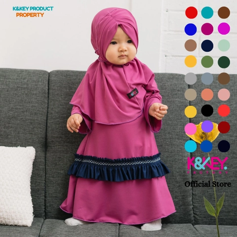 Kakakeyza official - Gamis anak bayi jilbab kerut rample untuk anak usia 0 sd 12 bulan