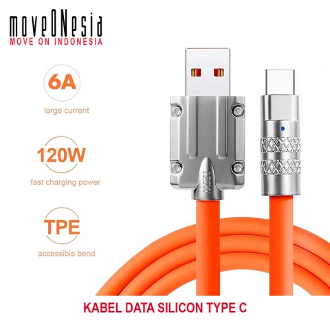 Moveonesia - Kabel Data Silicon KB-08 Type C Power Max 120W Super Cable Charger Silicone Fast Charging