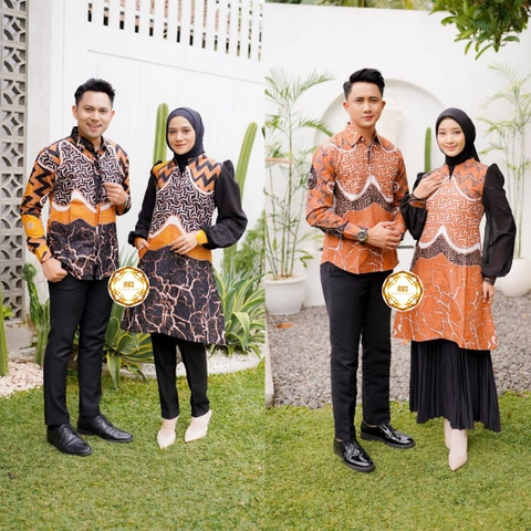 Rambe Batik Indonesia - Batik Tunik Couple Rania Batik Kemeja Panjang Kantor Kondangan