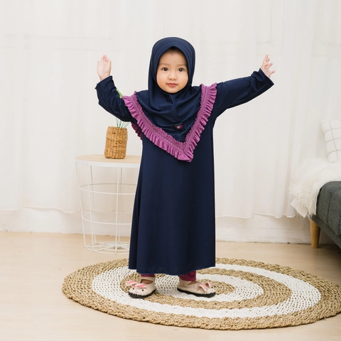 Kakakeyza official - Gamis anak segitiga renda set hijab untuk usia anak 1 sd 7 tahun