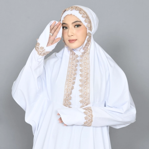 Azziyad Mukena - Mukena Terusan Dewasa Katun Mikro Polos Renda Krisdayanti