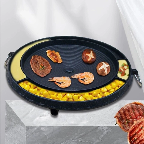 Wars - KS-380B Wajan Korean BBQ Grill & Shabu-Shabu Pan Marble Coating 5in1 Panggang Daging Anti Le