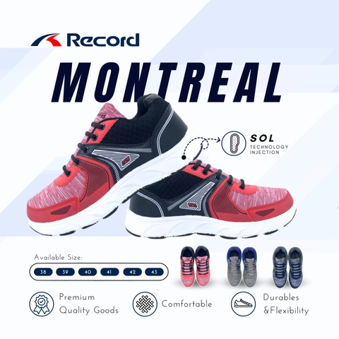 Record - RECORD MONTREAL I Sepatu Sneaker I Sepatu Sport I Sepatu Sekolah Pria - Size L (38-43)