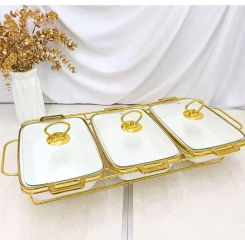 Rizki Electronics - Wadah Saji Penghangat Casserole Basi Set Motif Linning Gold Fiorenza LGM-978