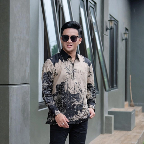 Ks muslim fashion - Kemeja batik berlapis furing sangat nyaman dipakai motif senja hitam