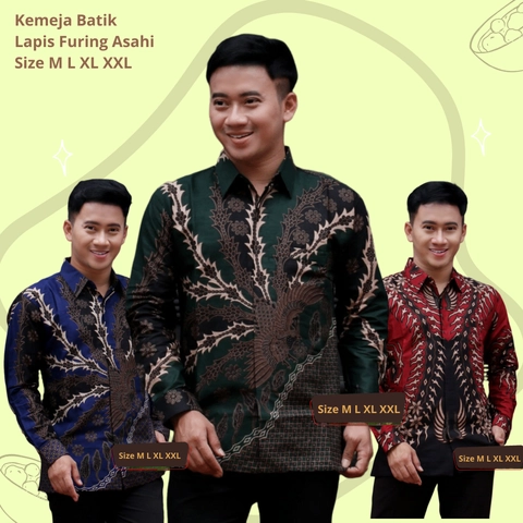 Rambe Batik Indonesia - Batik Kemeja Berlapis Furing KBF05 Kemeja Batik Lengan Panjang Bahan Katun ORI Berlapis Furing Asah