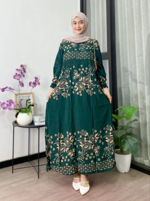 BOOJOO DASTER PEKALONGAN - Boojoo-Gamis Kembang bahan rayon Busui Friendly