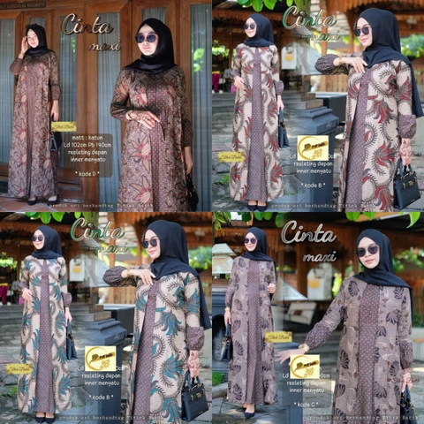 Batik Alfin - Gamiss Batik muslim motif Cinta maxi banyak pilihan model kekinian terbaru
