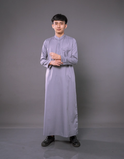 Kawan Muslim - Jubah Pria Dewasa Brodir Lengan Panjang Putih Bahan Katun Toyobo Premium (KM15)