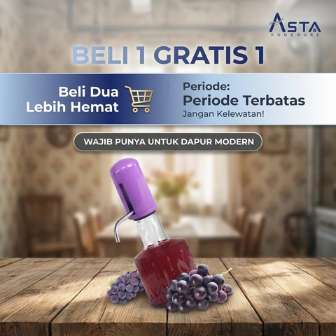 Asta Dispenser Air Minum Kaca Infused Water Jug Hand Pump 1200 ml
