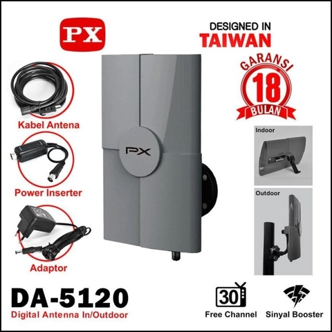 UTAMAMEGA - Antena TV Digital Indoor - Outdoor PX DA5120 Dengan Booster Dan Power Inserter