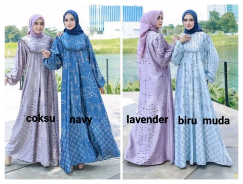 Valencia - Zulina Dress - Gamis Terbaru Maxmara Silk Premium Dress Wanita Lengan Panjang Balon Karet Maxi Dress