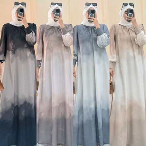 Khisna collection - New models drees gradasi silk model kancing dua no hijab bestseller