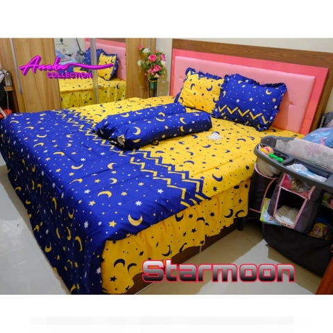 Aneka Collection - SPREI BEDCOVER SET UKURAN SPREI 180 RUMBAI SIZE NO 1 KASUR KING - STARMOON