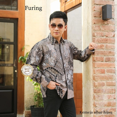 Kois Batik - Kemeja Batik Berlapis Furing motif albar hijau kombinasi bagus