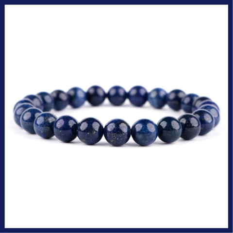 CENTRAL GROSIR GEMSTONE - Gelang Batu Natural Lapis Lazuli Serat Emas 8mm