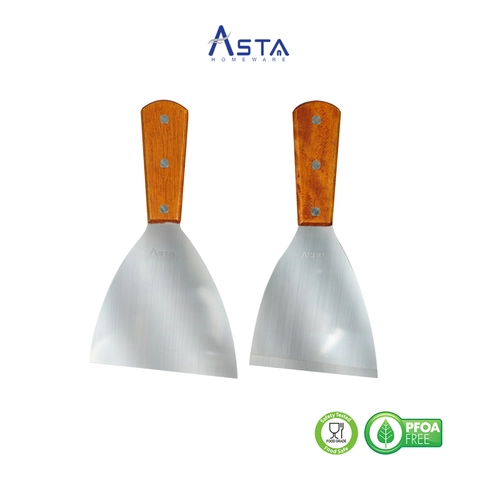 Asta Spatula Kape Martabak Roti Pizza Stainless Asta Gagang Kayu Lebar 10 dan 12 cm