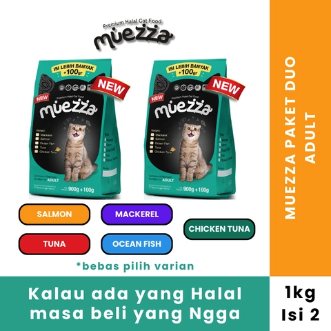 Muezza - Muezza PAKET DUO Makanan Kucing Kering Adult 1 kg - Isi 2