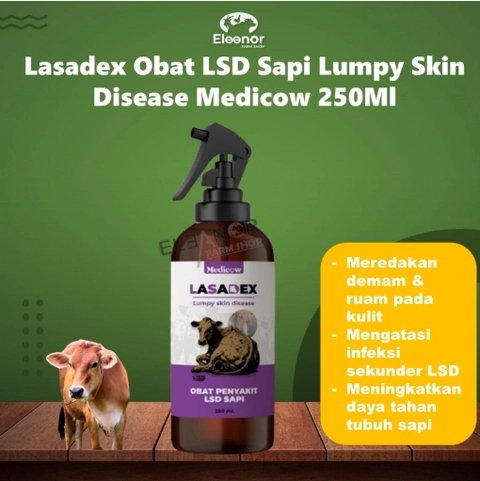 Eleanor Farm Shop - Lasadex Obat LSD Sapi Lumpy Skin Disease Obat Lato lato Ternak Sapi 250Ml Medicow