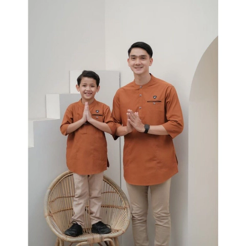 Batik Mafaza - Baju koko muslim pria dewasa coupel anak dan ayab lengan 3per4