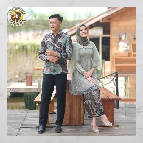 MODEL TERBARU - Sett Couple Kebaya Batik Putri Tunik Baju Batik Tunangan Pakaian Lamaran untuk Wisu