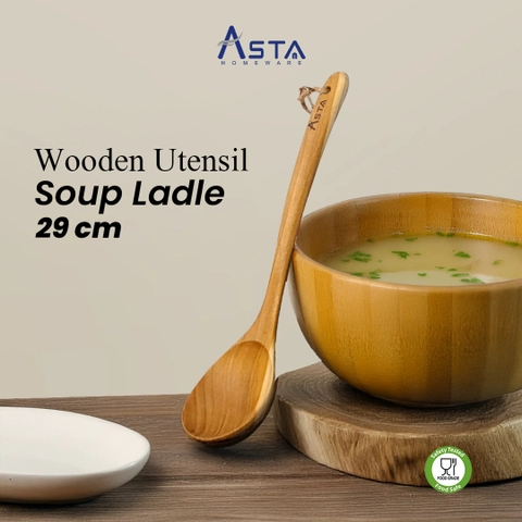 Asta Homeware Official - Asta Sendok Sayur Kayu Jati Centong Sup Gagang Panjang 29 cm