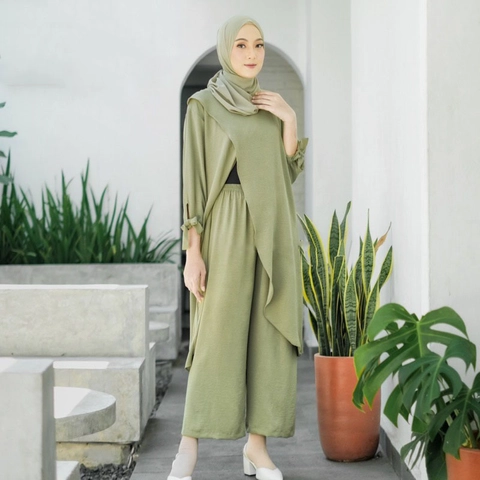 MEQA DAILY - MEGA DAILY - Madina Long Set Tunik Wanita