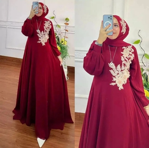 Bursanekashop - MECCA SET GAMIS PASMINA /GAMIS MUSLIMAH KETRIN SET / GAMIS LEBARAN / DRESWANITA MUSLIM