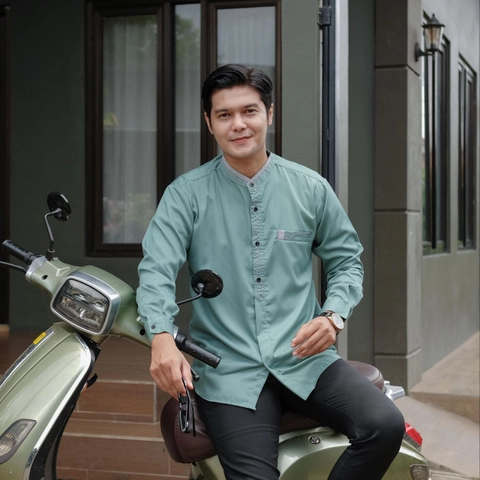 Ks muslim fashion - Baju Muslim Koko dewasa Modern simpel kekinian siap seragam motif bagas wardah