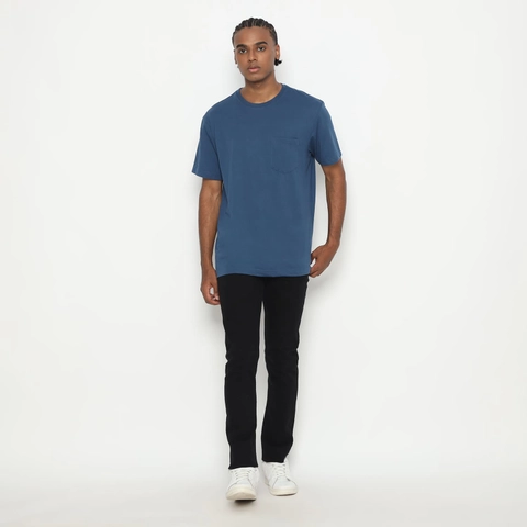 MATSUDA APPAREL - MATSUDA Kaos Polos Pocket T Shirt Cotton Chuo Seri Warna Biru