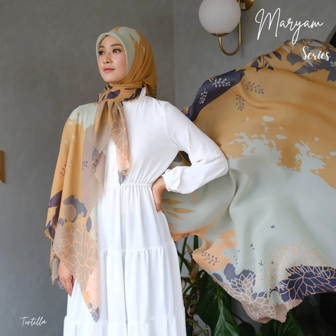 Barakallah official store - Maryam Series - Voal Motif Lasercut Hijab Segi Empat