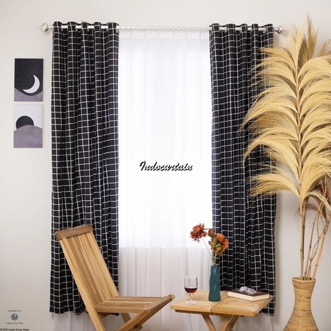 Indocurtain - Gorden Jendela Katun Minimalis Smokring Kotak Series