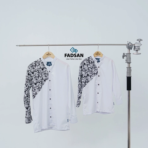 FADSAN - Baju Koko Motif Batik Lengan Panjang Ayah Anak Warna White - Anantara Series